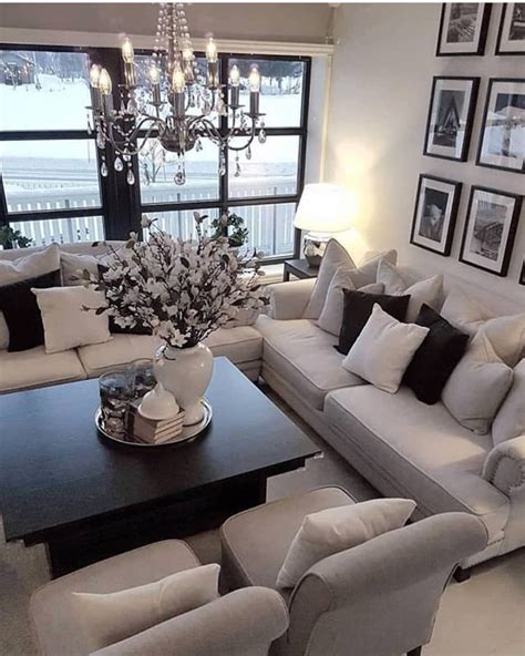 beige black white living room