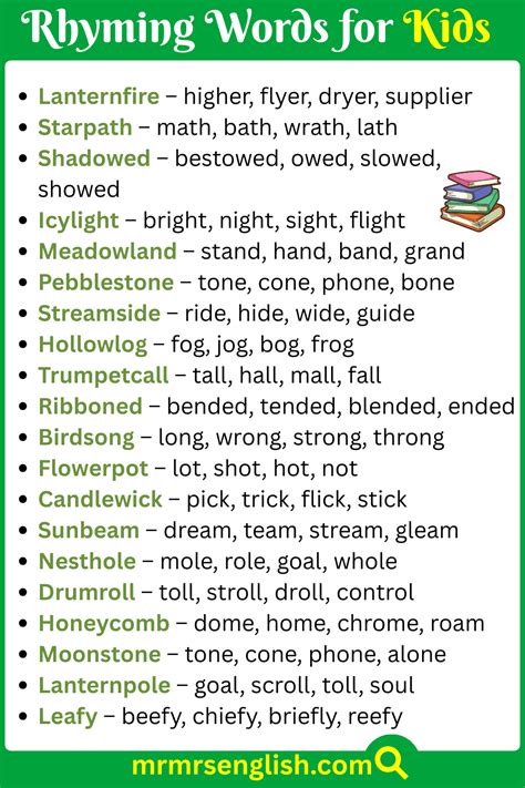 500 Rhyming words for Kids in English with Pictures - MR MRS ENGLISH