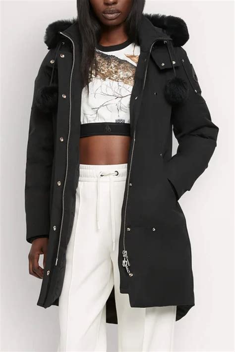 Moose Knuckles Womens Down *Parka Stirling Shearling - Black/Black ...