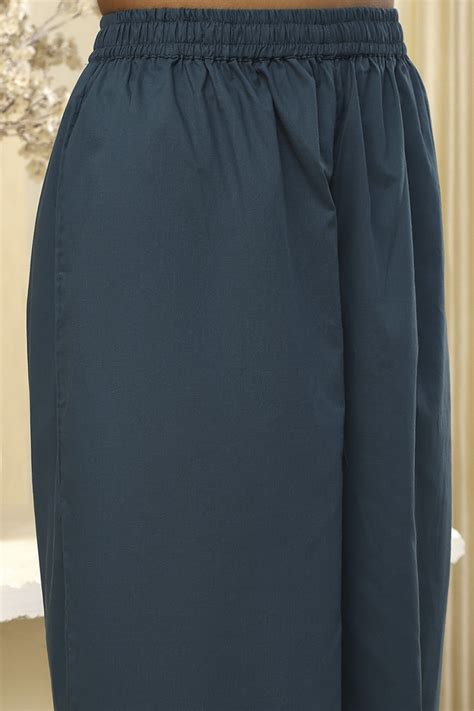 Buy Beige and Teal Pure Cotton Straight Kurta Set Online at Biba India