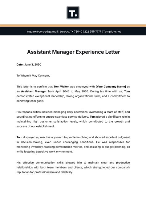 Free Pharmacist Experience Letter Format Template to Edit Online