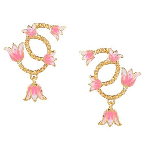 Lotus Pink Enamel Pearl Drop Earrings – BLING QUEEN