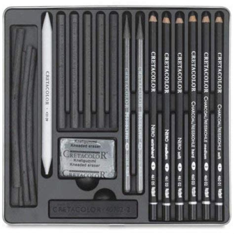 CRETACOLOR Black Box Charcoal Drawing Set of 20 - Tin Box – PAPERQUIRKS ...