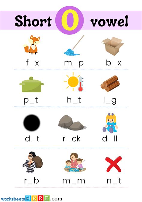 Find Missing Short Vowel O With Pictures PDF Worksheet For Kindergarten and Kids ...