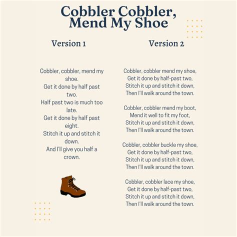 Cobbler Cobbler, Mend My Shoe Lyrics, Origins, and Video