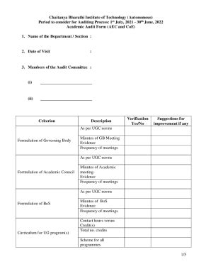 Fillable Online Academic Audit Form (AEC and CoE) - CBIT Fax Email ...