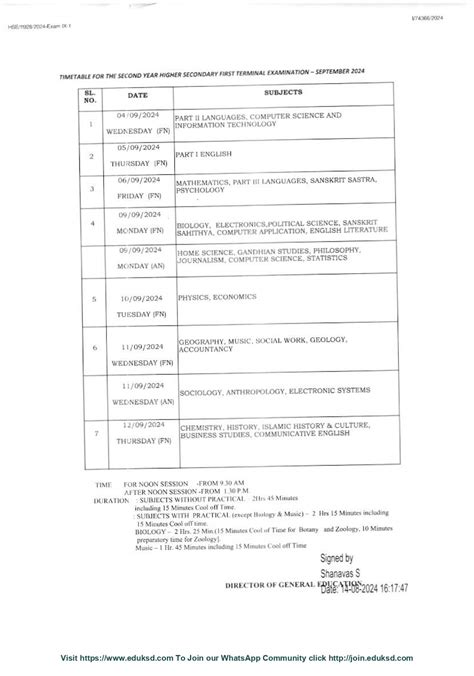 Plus One Onam Exam Time Table 2024 Out, Kerala +2 Onam Exam Timetable PDF