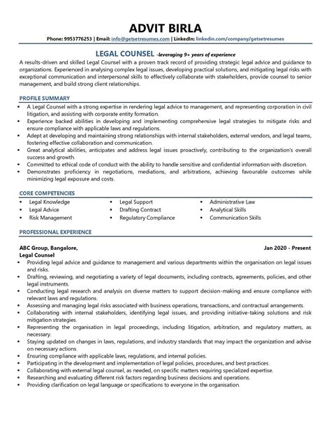 Legal Counsel Resume Examples & Template (with job winning tips)