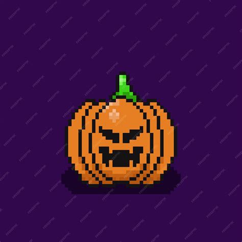 Premium Vector | Pixel art pumpkin scary halloween