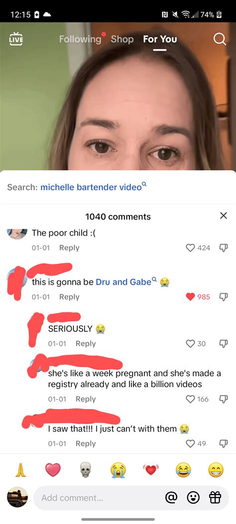 Comment on stitch of Michelle bartender showing her child sobbing on ...