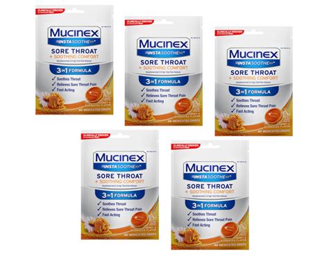 Mucinex InstaSoothe Sore Throat & Soothing Comfort Honey & Echinacea ...