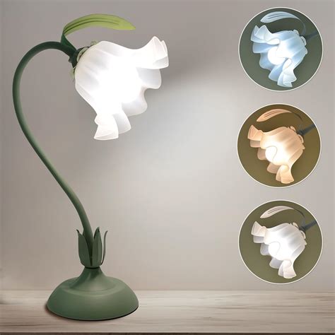 GUIGUZHJ Flower Table Lamp, 3 Level Brightness Led Reading Light with ...