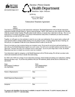 Fillable Online doh wa Tuberculosis Treatment Agreement. Tuberculosis ...