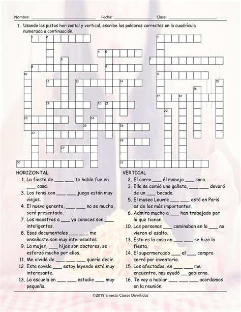 Spanish Language Crossword Puzzles at Amparo Batt blog