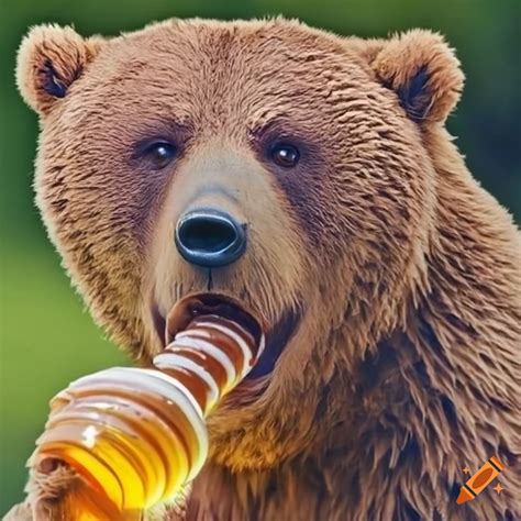 Bear enjoying honey on Craiyon