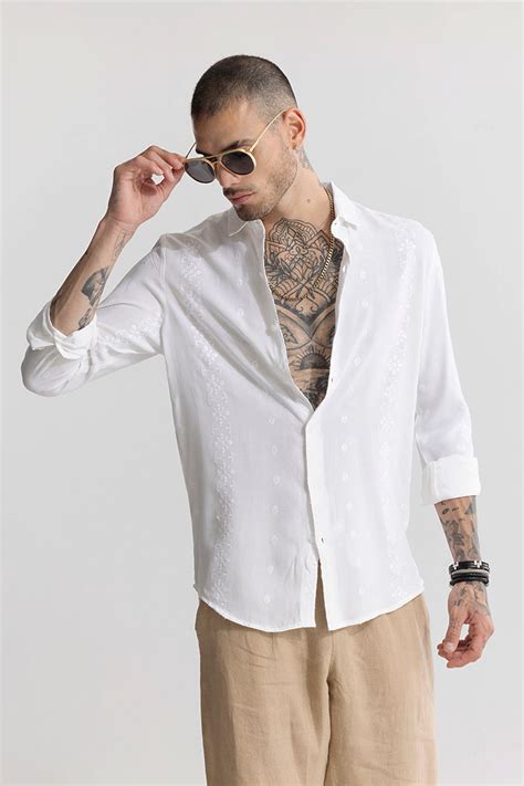 Buy Men's Dimo White Stripe Shirt Online | SNITCH