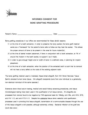 Fillable Online BONE GRAFTING PROCEDURE Fax Email Print - pdfFiller