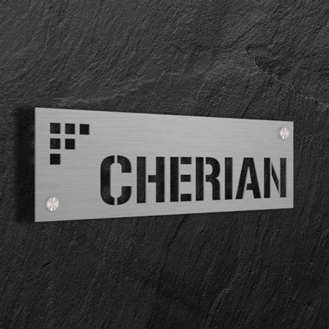 Square Bits Stainless Steel Name Plate 12x4 inch Weatherproof – Housenama