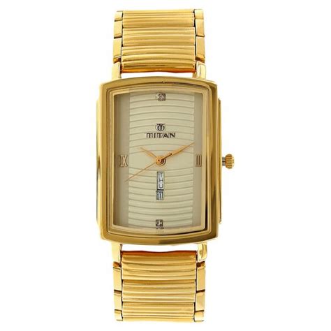 Buy Online Titan Quartz Analog with Day and Date Champagne Dial ...