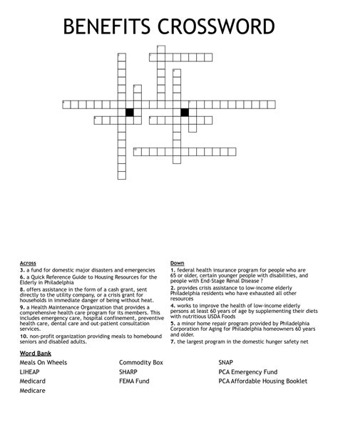 BENEFITS CROSSWORD - WordMint