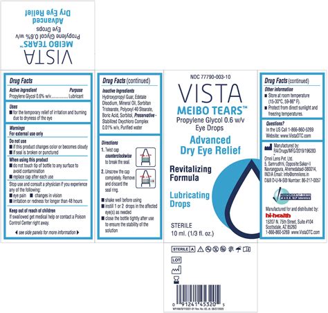 DailyMed - VISTA MEIBO TEARS PROPYLENE GLYCOL 0.6% W/V ADVANCED DRY EYE RELIEF LUBRICATING DROPS ...