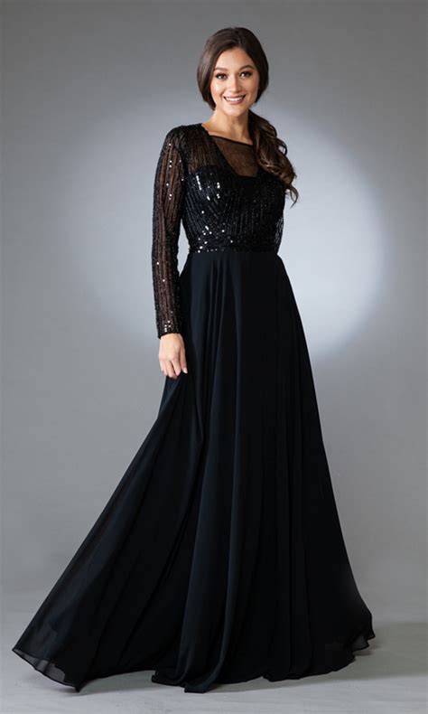 Long Modest Prom Dress with Long Sleeves - PromGirl