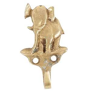 Indian-Shelf 2 Piece Brass Kids Elephant Statue Wall Hooks Animals ...