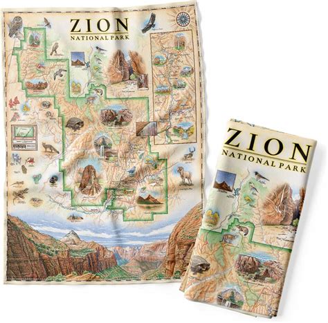 XplorerMaps Zion National Park Map Decorative Flour Sack Kitchen India ...