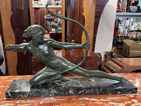 French Art Deco Diana the Huntress Bronze by S. Melanie 1930s For Sale ...