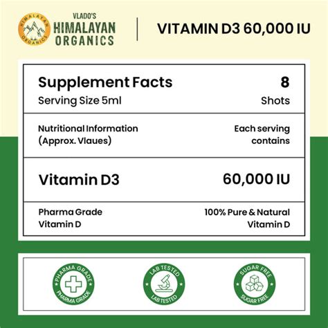 Vlado's Himalayan Organics Vitamin D3 60000 IU Shots | Cholecalciferol
