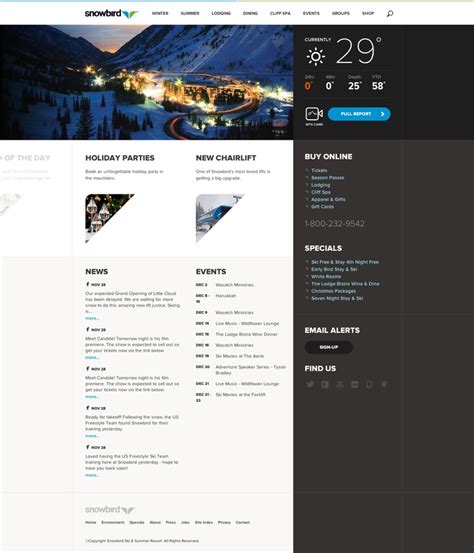 Snowbird Website - Incredible sliders and navigation is mountainous ...