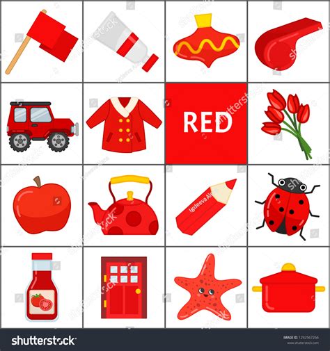 Learn Primary Colors Red Different Objects: vector de stock (libre de ...
