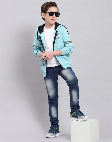 Buy Boys Turquoise Blue Printed Hooded Full Sleeve Sweatshirt Online in ...