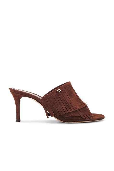 Gianvito Rossi Camoscio Fringe Mule Sandal in Brown | FWRD