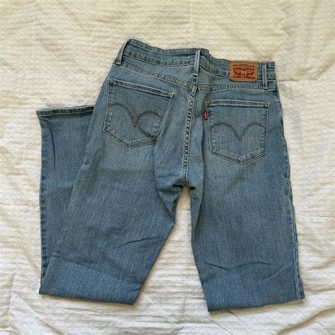 Vintage Levi straight legged blue jeans! Say size... - Depop