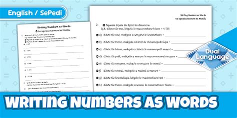 Grade 4 Maths Writing Numbers as Words Sepedi