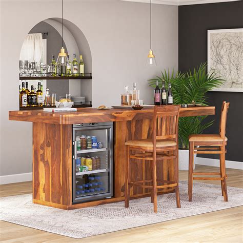 Harrisburg Home Bar with Fridge Space & Stools
