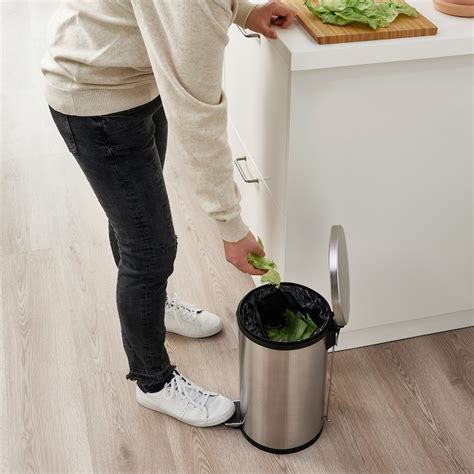 SNÖRPA pedal bin, stainless steel, 12 l (3 gallon) - IKEA