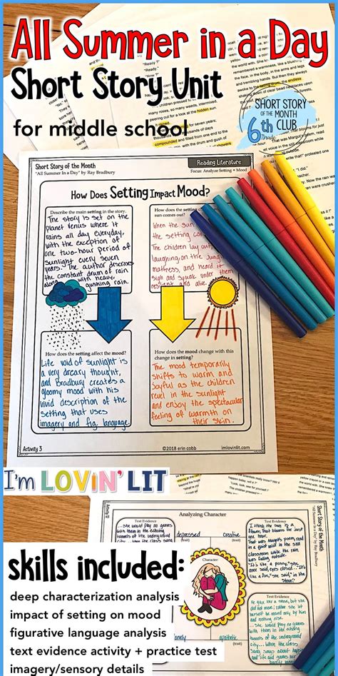 All Summer In a Day by Ray Bradbury Short Story Unit | Short story unit, Middle school short ...