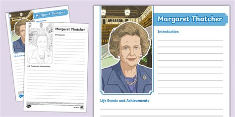 Margaret Thatcher Biography Template (teacher made) - Twinkl