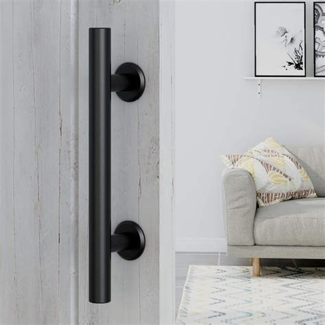 Buy Orgerphy 12 Inch Black Barn Door Handle with Door Latch Set| Black ...