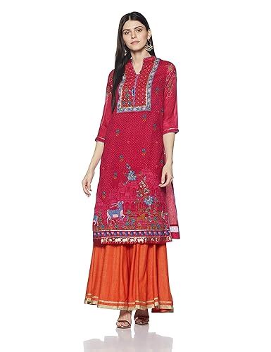 BIBA Women's Ethnic Wine Cotton Kurta (Size_S) : Amazon.in: Fashion