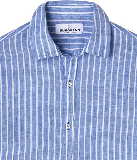 Men's striped blue linen shirt |Quality brand Europann