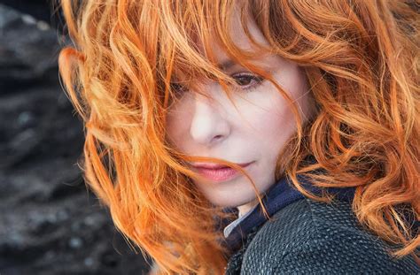 looking away, French, singer, redhead, hair in face, Mylène Farmer ...