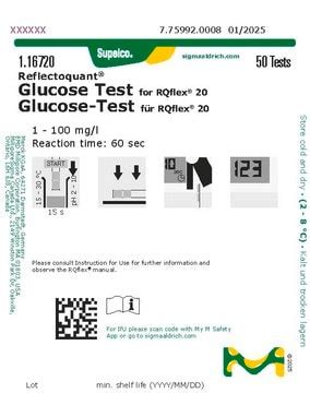 Glucose Test Strips, reflectometric 1-100 mg/L (glucose), REFLECTOQUANT ...