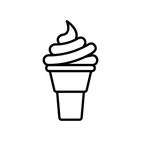 Ice cream cone for food or desserts in black outline style 14581143 ...