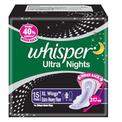 Whisper Ultra Night XL Heavy Flow Sanitary Pads (Pack of 15) : Buy ...