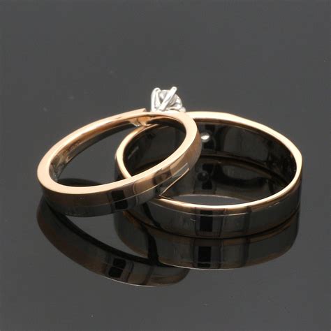 Platinum & Rose Gold Couple Rings with Solitaires JL PT 901 – Jewelove™