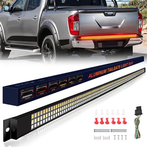 GOOACC Truck Tailgate Light Strip 60" Aluminum Frame Amber led Light bar Triple Row Tail Light w ...