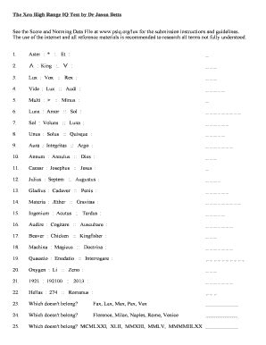 Xen High Range IQ Test - Blank Fillable Template | Fill Out, Print ...